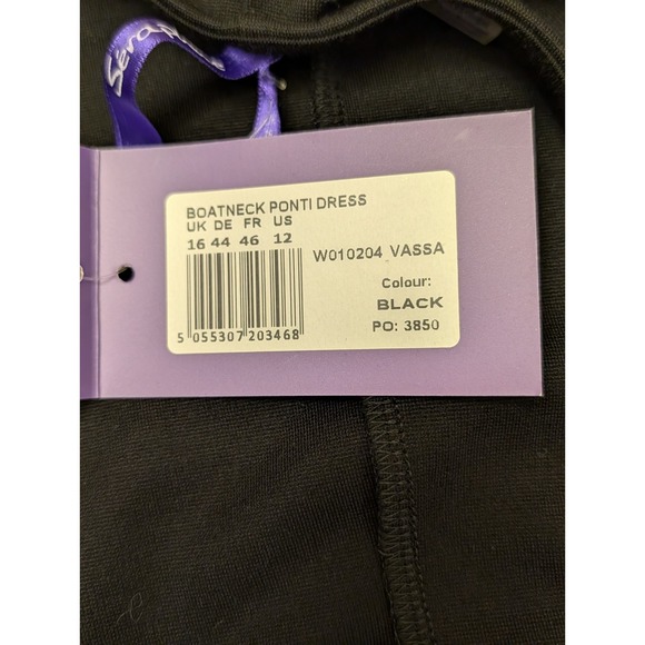 Seraphine Maternity Black Dress Boatneck Ponti Dress Size 12, 3/4 sleeve, NWT - Picture 10 of 12